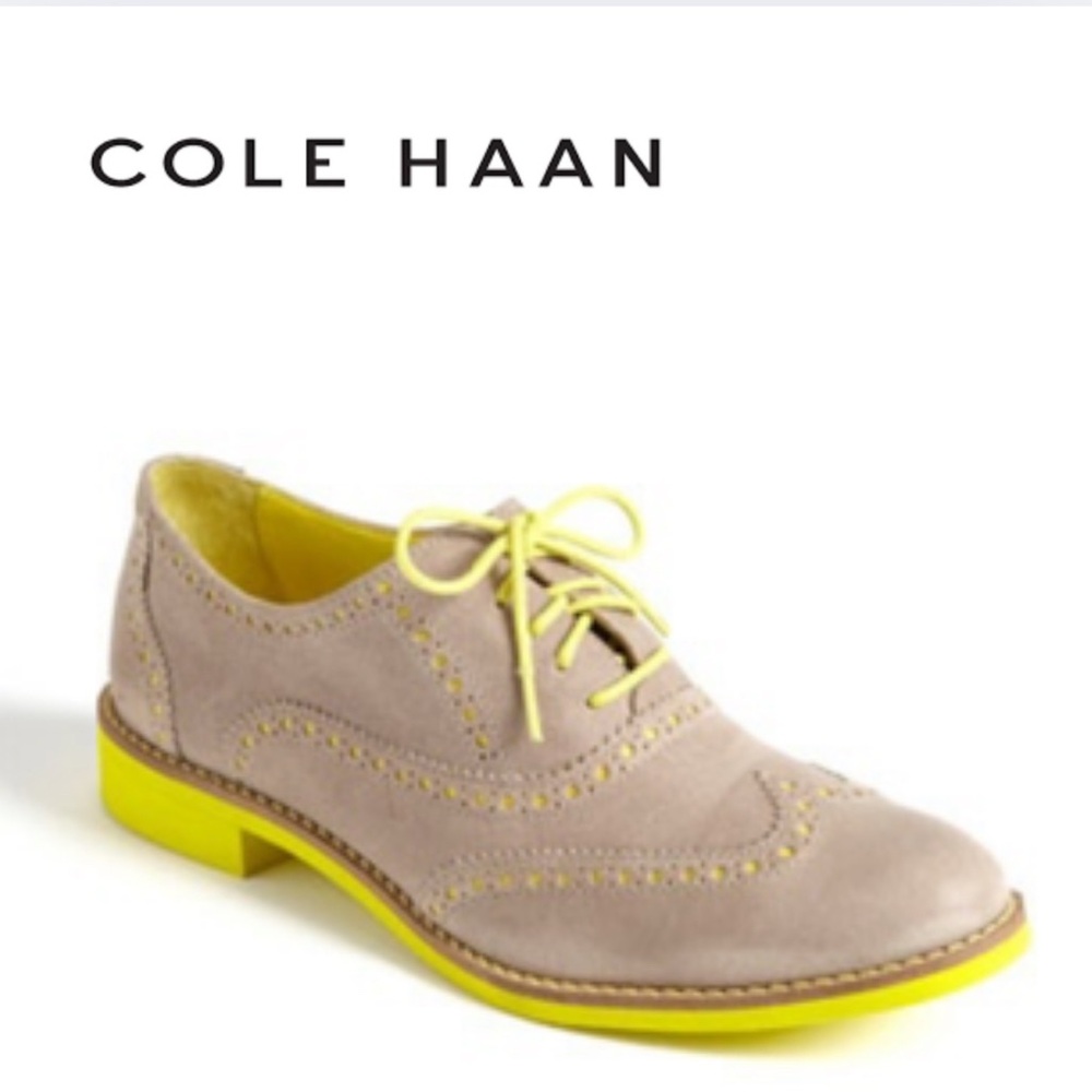 Cole Haan Women's Loafers - Beige and Neon Yellow